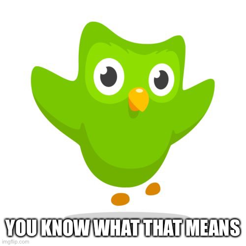 things duolingo teaches you | YOU KNOW WHAT THAT MEANS | image tagged in things duolingo teaches you | made w/ Imgflip meme maker