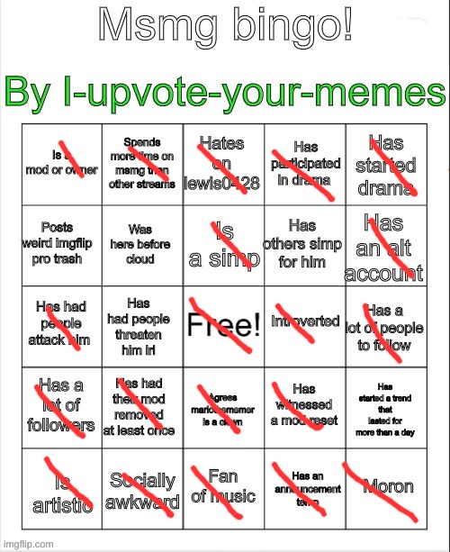Msmg bingo | image tagged in msmg bingo | made w/ Imgflip meme maker