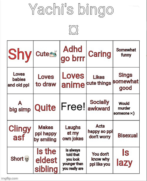 Yachi's bingo | image tagged in yachi's bingo | made w/ Imgflip meme maker