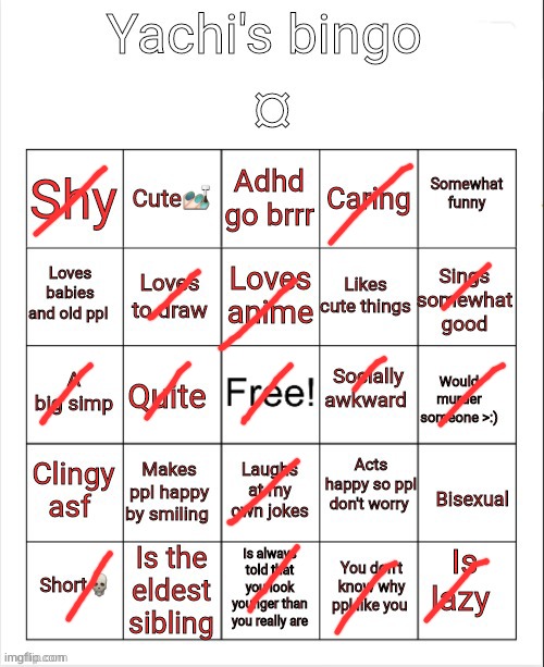 Yachi's bingo | image tagged in yachi's bingo | made w/ Imgflip meme maker