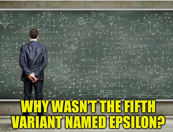 When you're trying to figure out | WHY WASN’T THE FIFTH VARIANT NAMED EPSILON? | image tagged in when you're trying to figure out | made w/ Imgflip meme maker