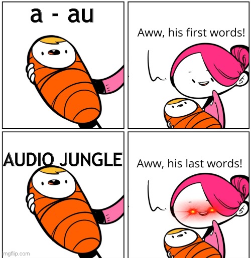 awww his AUDIO JUNGLE | a - au; AUDIO JUNGLE | image tagged in aww his last words | made w/ Imgflip meme maker