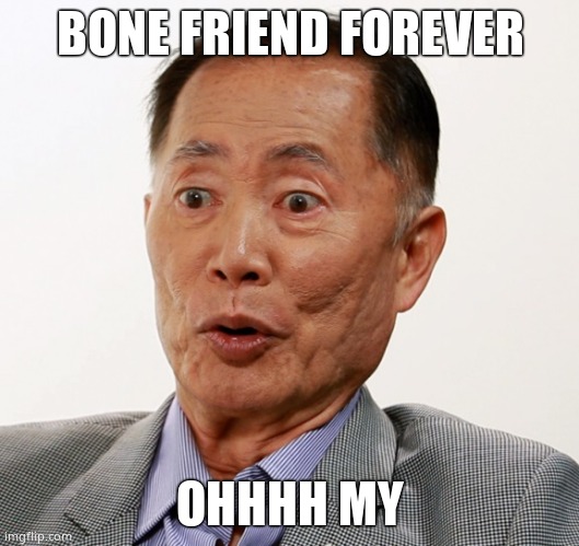 george takei oh my | BONE FRIEND FOREVER OHHHH MY | image tagged in george takei oh my | made w/ Imgflip meme maker