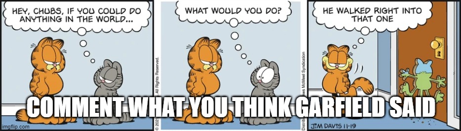 COMMENT WHAT YOU THINK GARFIELD SAID | made w/ Imgflip meme maker