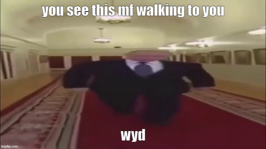 :blush: :flustered: | you see this mf walking to you; wyd | image tagged in wide putin walking | made w/ Imgflip meme maker