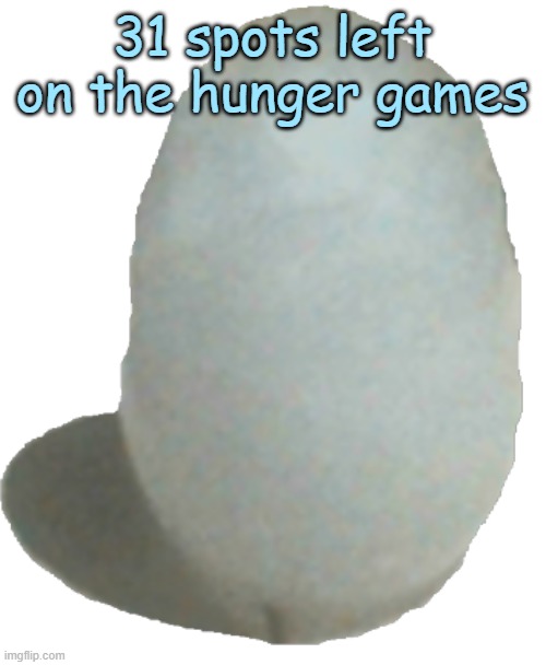 31 spots left on the hunger games | image tagged in ice egg | made w/ Imgflip meme maker