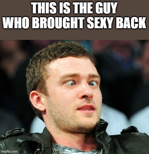 Justin Timberlake: The Guy Who Brought Sexy Back | THIS IS THE GUY WHO BROUGHT SEXY BACK | image tagged in justin timberlake,sexy back,sexyback,funny,hilarious,funny memes | made w/ Imgflip meme maker