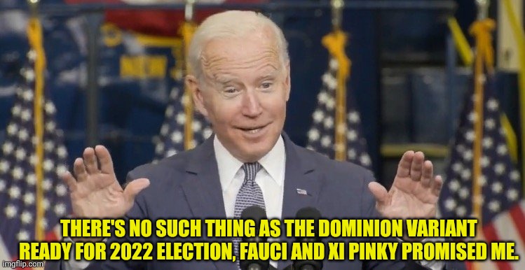 THERE'S NO SUCH THING AS THE DOMINION VARIANT READY FOR 2022 ELECTION, FAUCI AND XI PINKY PROMISED ME. | made w/ Imgflip meme maker