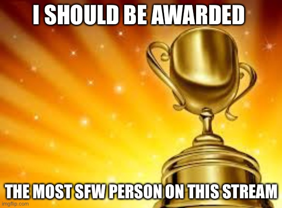 I’m not being rude, I’m just saying | I SHOULD BE AWARDED; THE MOST SFW PERSON ON THIS STREAM | image tagged in award | made w/ Imgflip meme maker