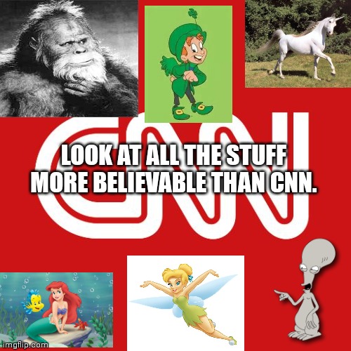 Cnn | LOOK AT ALL THE STUFF MORE BELIEVABLE THAN CNN. | image tagged in cnn | made w/ Imgflip meme maker