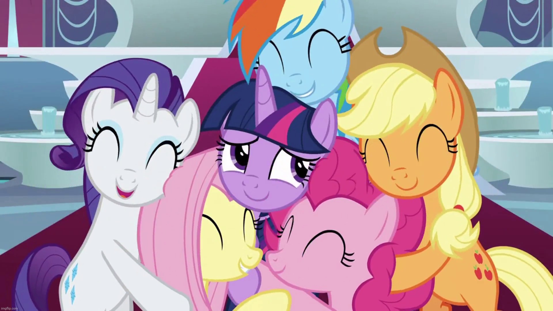 Mane Six | image tagged in mane six,my little pony friendship is magic,hug,ponies | made w/ Imgflip meme maker