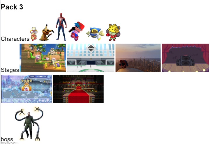 Fighters pass vol. 5 | image tagged in toad,pikachu,spiderman,boyfriend,marx,wario | made w/ Imgflip meme maker