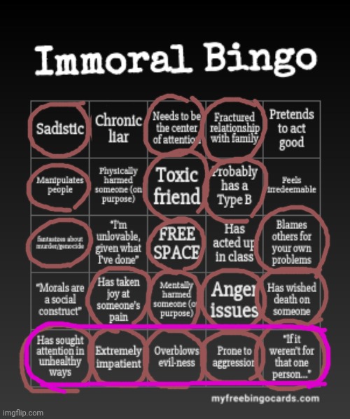 Aaaand bingo | image tagged in immoral bingo | made w/ Imgflip meme maker
