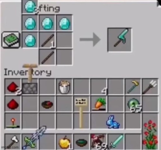 Cursed Minecraft inventory | image tagged in minecraft,cursed,cursed image | made w/ Imgflip meme maker