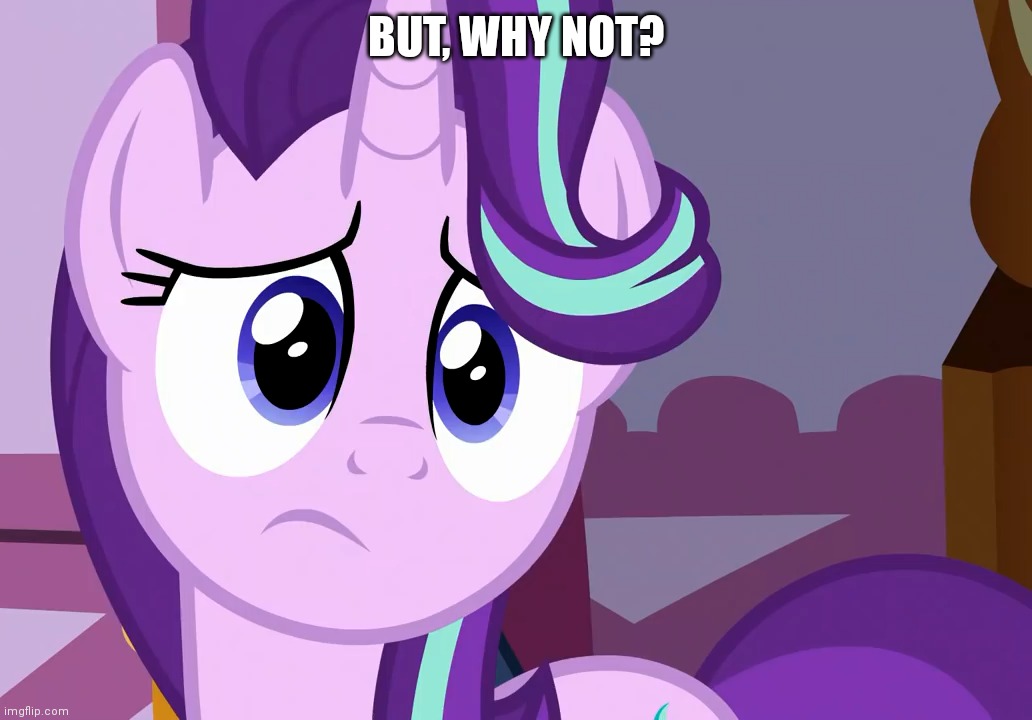 BUT, WHY NOT? | image tagged in starlight glimmer,my little pony friendship is magic,cute,why not | made w/ Imgflip meme maker