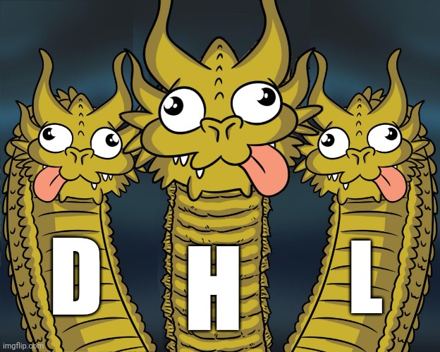 Three Headed Dragon | D H L | image tagged in three headed dragon | made w/ Imgflip meme maker