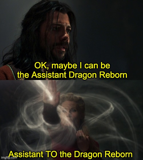 Failing Downwards | OK, maybe I can be the Assistant Dragon Reborn; Assistant TO the Dragon Reborn | image tagged in wheel of time,logain | made w/ Imgflip meme maker