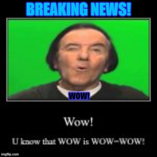 Breaking News: Wow! | image tagged in wow | made w/ Imgflip meme maker