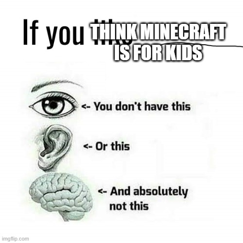 it can be enjoyed by everyone | THINK MINECRAFT IS FOR KIDS | image tagged in if you like this | made w/ Imgflip meme maker