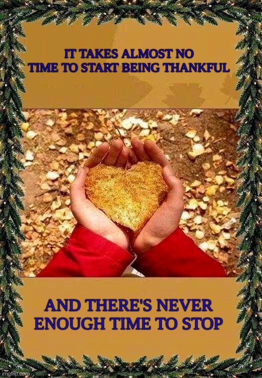 AND THERE'S NEVER ENOUGH TIME TO STOP | image tagged in thankful,time,aint nobody got time for that,gratitude,what if i told you,thanksgiving | made w/ Imgflip meme maker