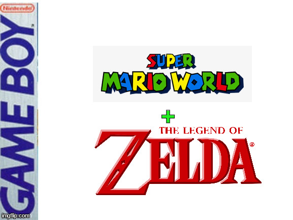 Super Mario World + The Legend of Zelda for Gameboy | + | image tagged in fake gameboy game | made w/ Imgflip meme maker
