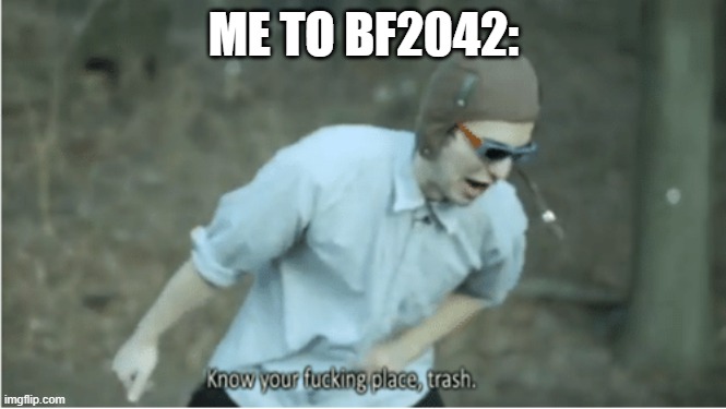 BFV was WAAAAAAY better... | ME TO BF2042: | image tagged in know your place trash | made w/ Imgflip meme maker