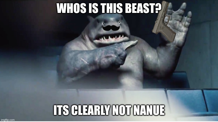 Who is this man? | WHOS IS THIS BEAST? ITS CLEARLY NOT NANUE | image tagged in suicide squad,shark | made w/ Imgflip meme maker