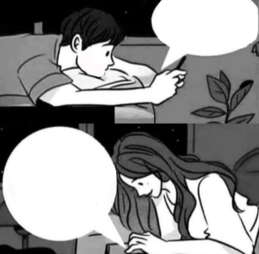 couple texting in bed Blank Meme Template