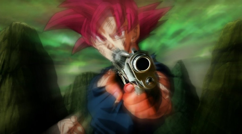 Goku with gun Blank Meme Template