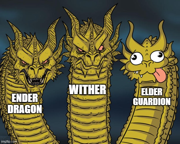 Three-headed Dragon | WITHER; ELDER GUARDION; ENDER DRAGON | image tagged in three-headed dragon | made w/ Imgflip meme maker