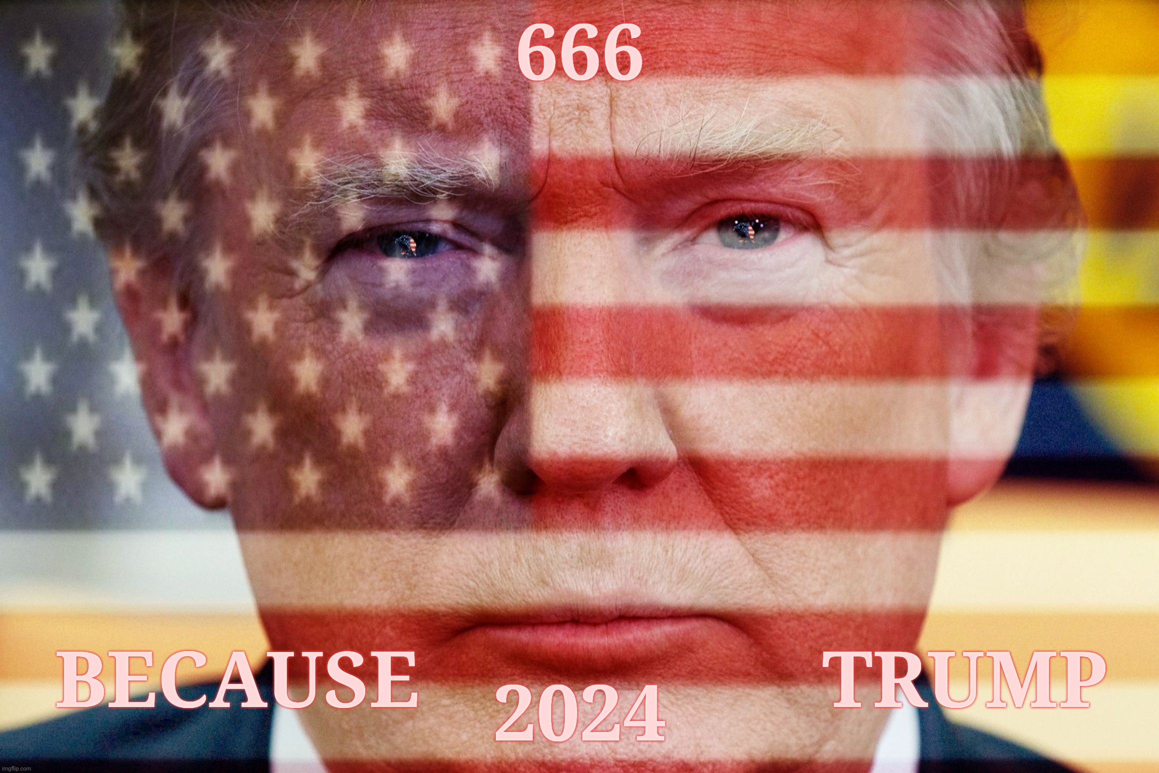 Trump Flag | 666 2024 BECAUSE                    TRUMP | image tagged in trump flag | made w/ Imgflip meme maker
