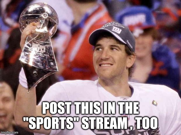 Eli Manning | POST THIS IN THE "SPORTS" STREAM , TOO | image tagged in eli manning | made w/ Imgflip meme maker