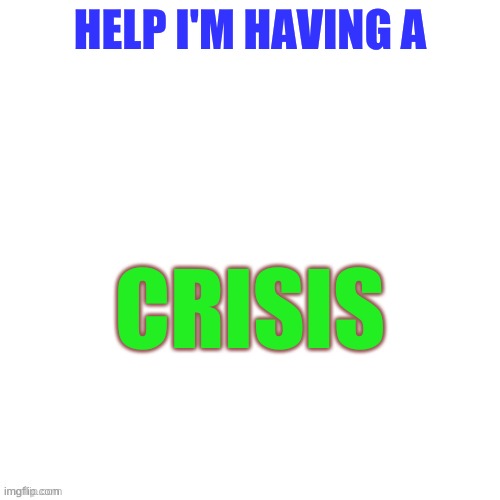 AAAAAAAAAAAAAA | HELP I'M HAVING A; CRISIS | image tagged in white void | made w/ Imgflip meme maker