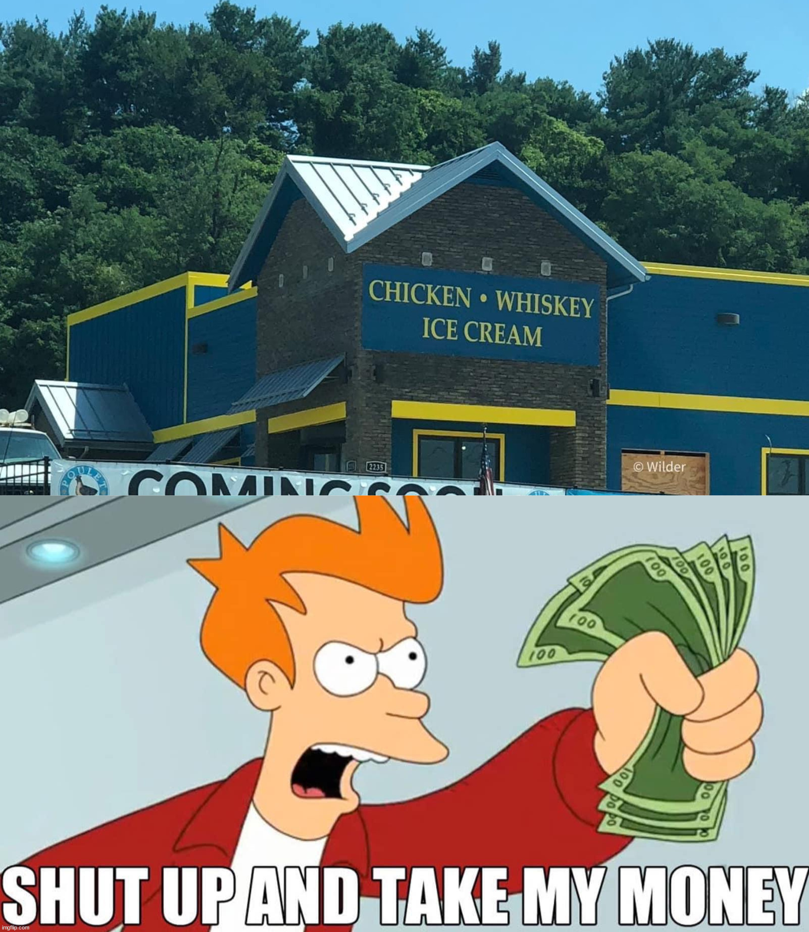 image tagged in shut up and take my money fry,drinking | made w/ Imgflip meme maker