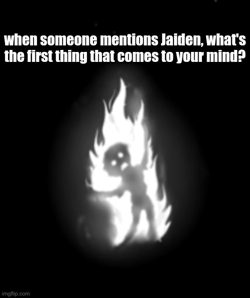 chara burning | when someone mentions Jaiden, what's the first thing that comes to your mind? | image tagged in chara burning | made w/ Imgflip meme maker