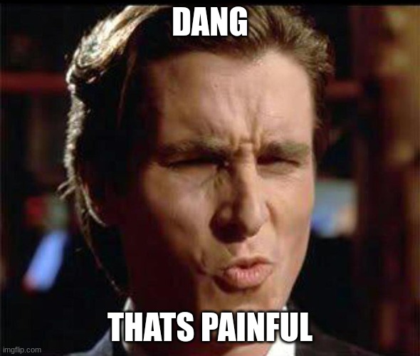 Christian Bale Ooh | DANG THATS PAINFUL | image tagged in christian bale ooh | made w/ Imgflip meme maker