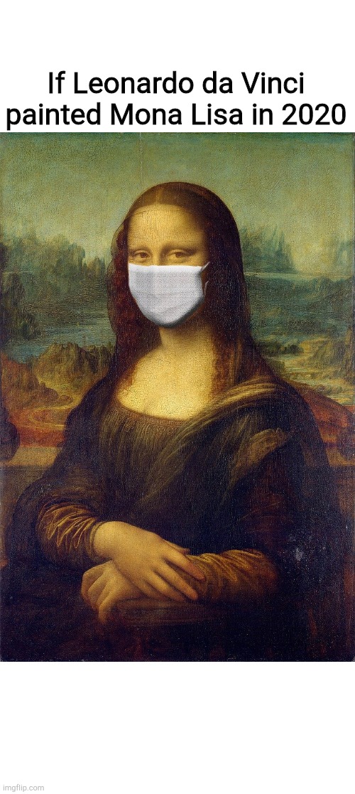 Lockdown |  If Leonardo da Vinci painted Mona Lisa in 2020 | image tagged in mona lisa,lockdown,leonardo da vinci | made w/ Imgflip meme maker