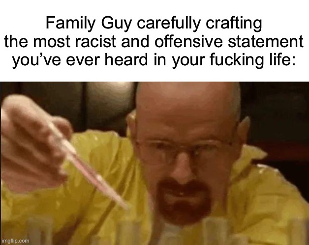 carefully crafting | Family Guy carefully crafting the most racist and offensive statement you’ve ever heard in your fucking life: | image tagged in carefully crafting | made w/ Imgflip meme maker