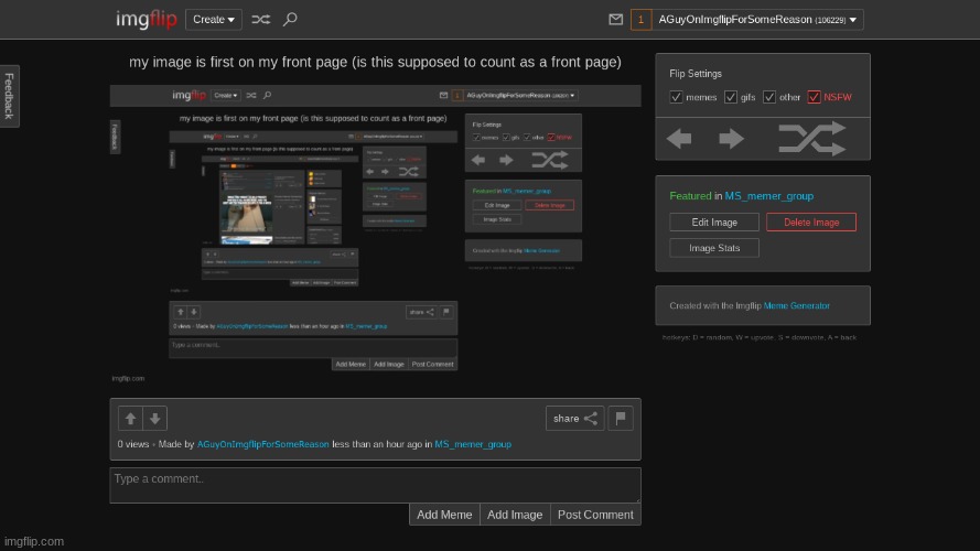 my image is first on my front page (is this supposed to count as a front page) | made w/ Imgflip meme maker