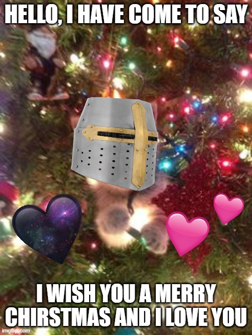 ey boss | HELLO, I HAVE COME TO SAY; I WISH YOU A MERRY CHIRSTMAS AND I LOVE YOU | image tagged in christmas kitty | made w/ Imgflip meme maker