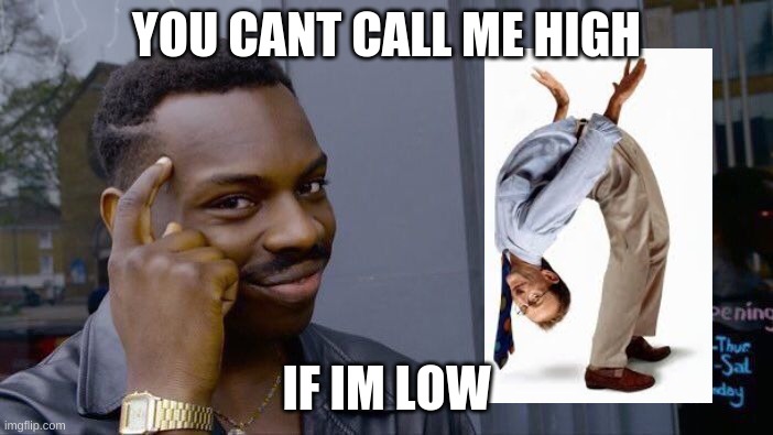 Roll Safe Think About It | YOU CANT CALL ME HIGH; IF IM LOW | image tagged in memes,roll safe think about it | made w/ Imgflip meme maker