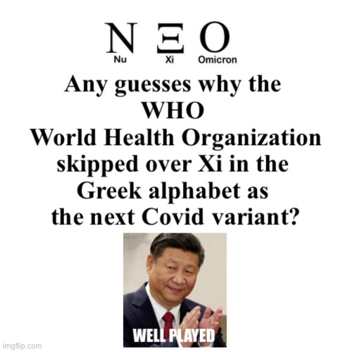 Omicron variant should be called Xi but the WHO bowed to their Communist Party overlord | image tagged in coronavirus | made w/ Imgflip meme maker