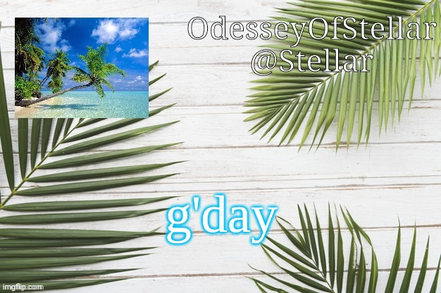 palms | g'day | image tagged in palms | made w/ Imgflip meme maker