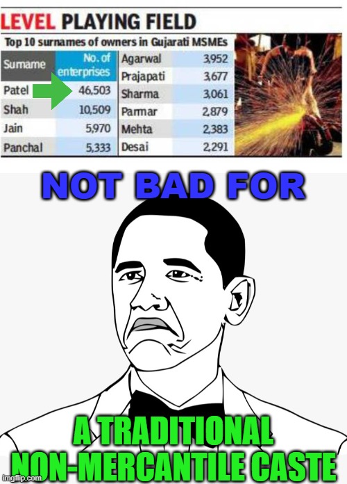 A TRADITIONAL NON-MERCANTILE CASTE | A TRADITIONAL NON-MERCANTILE CASTE; NOT BAD FOR | image tagged in not bad obama face | made w/ Imgflip meme maker