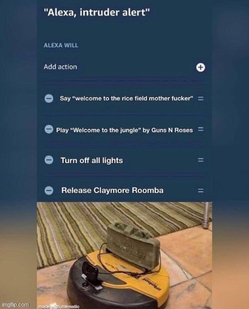 Release CLAYMORE ROOMBA!! | image tagged in roomba | made w/ Imgflip meme maker
