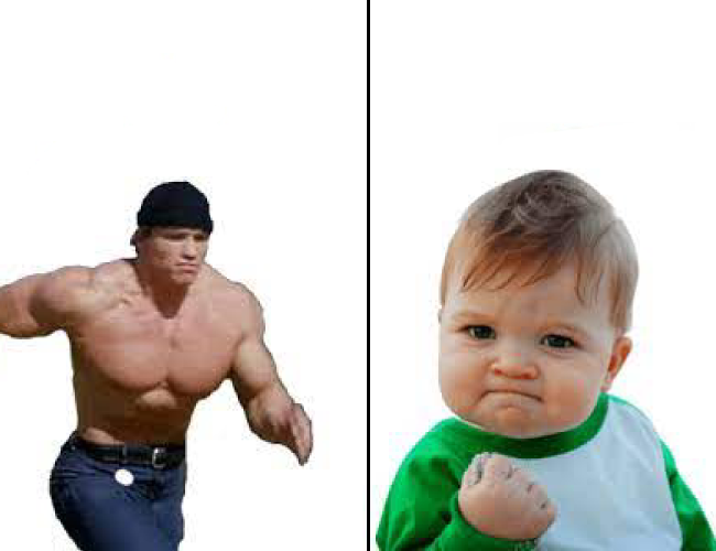 Running Arnold vs. Success Kid Blank Meme Template