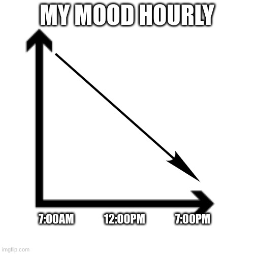 My Mood |  MY MOOD HOURLY; 7:00AM              12:00PM              7:00PM | image tagged in mood | made w/ Imgflip meme maker