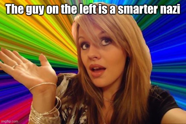 Dumb Blonde Meme | The guy on the left is a smarter nazi | image tagged in memes,dumb blonde | made w/ Imgflip meme maker