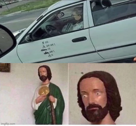 uh oh...... | image tagged in scared jesus,uh oh,lol,funny memes,memes,funny | made w/ Imgflip meme maker