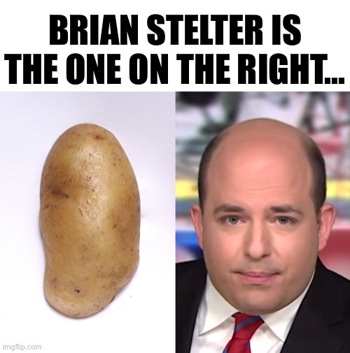 The resemblance is uncanny… | BRIAN STELTER IS THE ONE ON THE RIGHT… | image tagged in potato,brian stelter,but i repeat myself | made w/ Imgflip meme maker